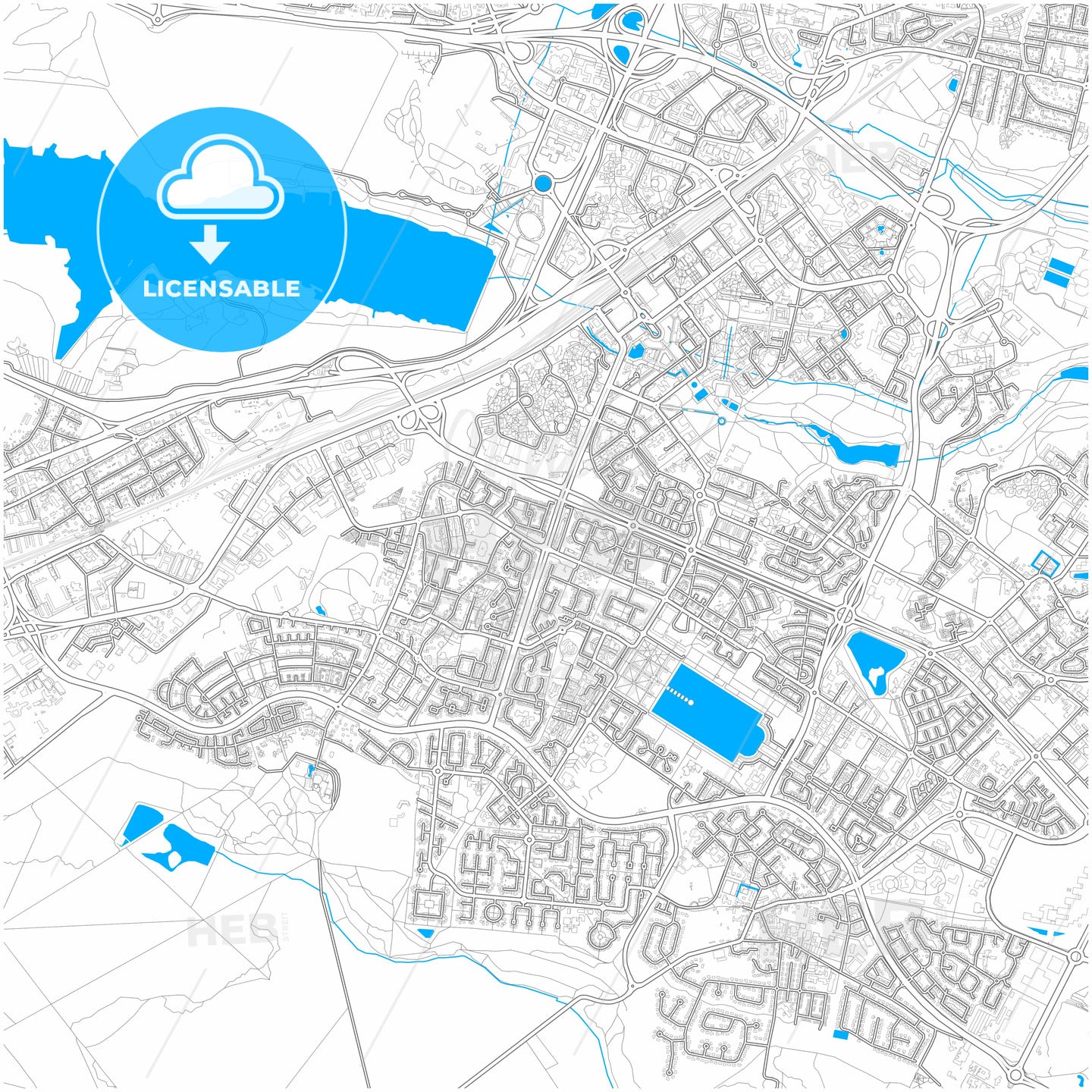 Montigny-le-Bretonneux, Yvelines, France, city map with high quality roads.