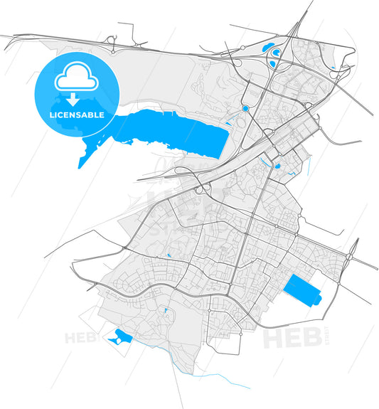 Montigny-le-Bretonneux, Yvelines, France, high quality vector map