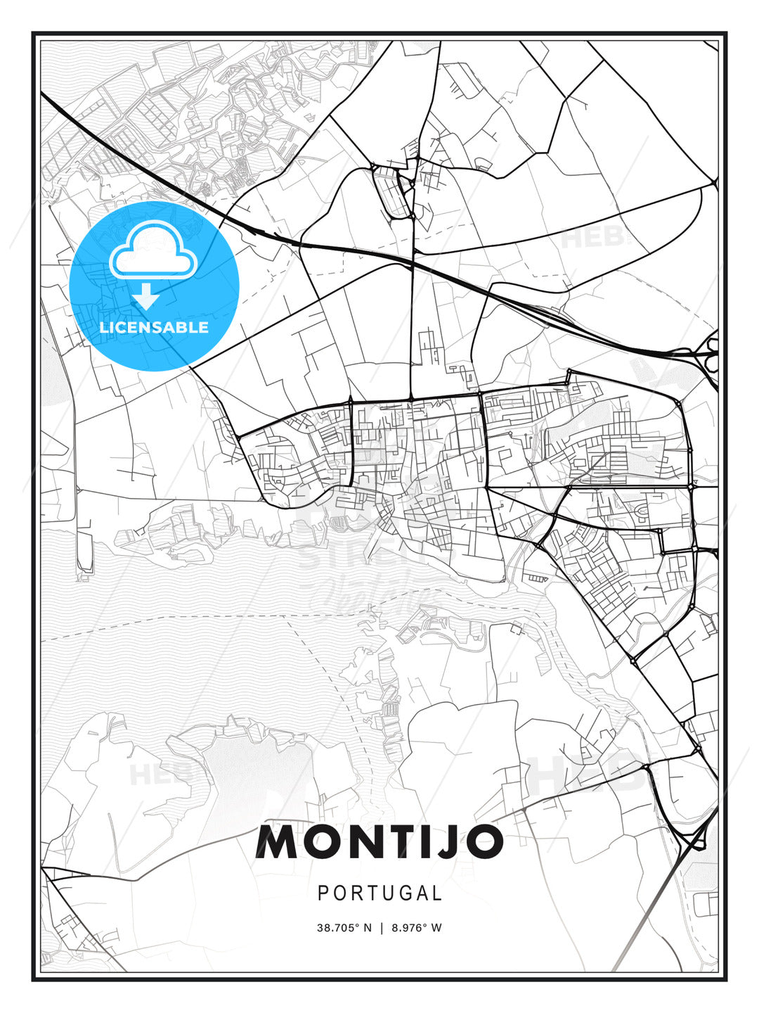 Montijo, Portugal, Modern Print Template in Various Formats - HEBSTREITS Sketches