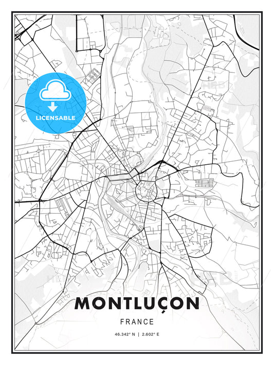 Montluçon, France, Modern Print Template in Various Formats - HEBSTREITS Sketches