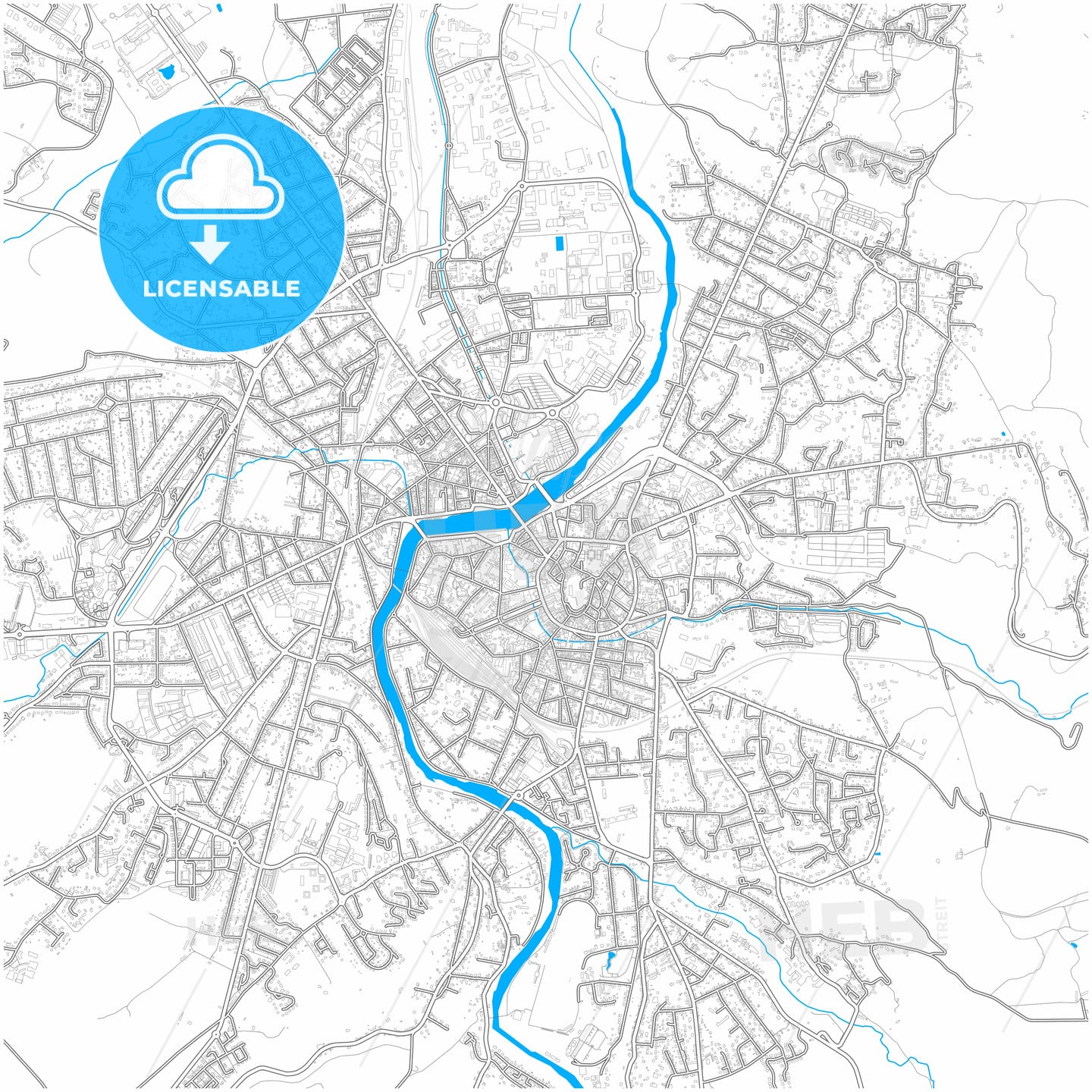 Montluçon, Allier, France, city map with high quality roads.