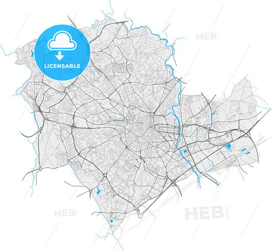 Montpellier, Hérault, France, high quality vector map
