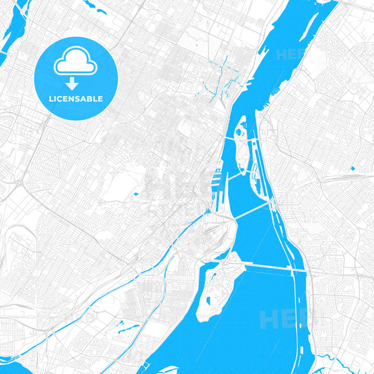 Montreal, Canada PDF vector map with water in focus