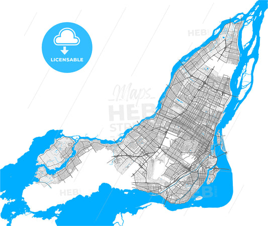 Montreal, Quebec, Canada, high quality vector map