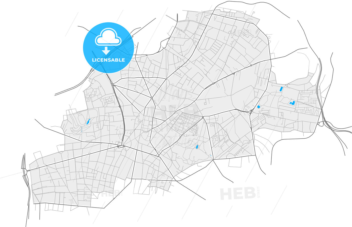 Montreuil, Seine-Saint-Denis, France, high quality vector map
