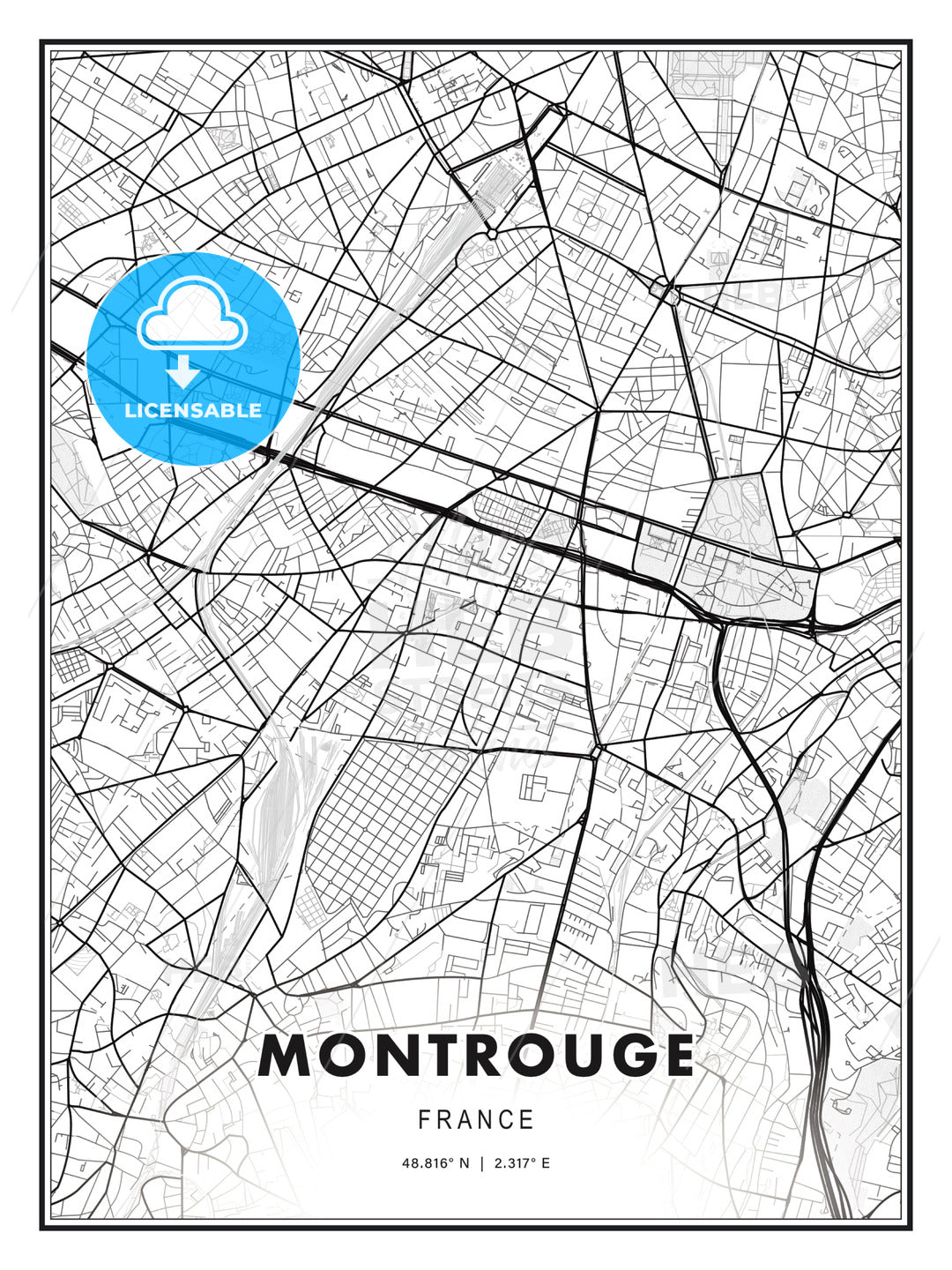 Montrouge, France, Modern Print Template in Various Formats - HEBSTREITS Sketches