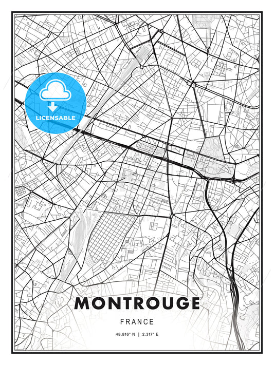 Montrouge, France, Modern Print Template in Various Formats - HEBSTREITS Sketches
