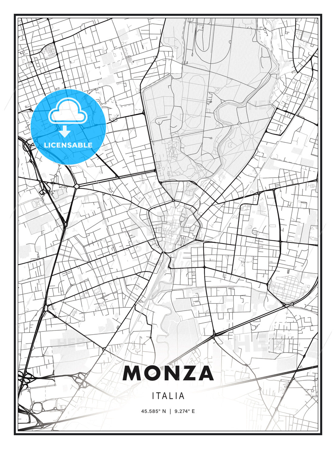 Monza, Italy, Modern Print Template in Various Formats - HEBSTREITS Sketches