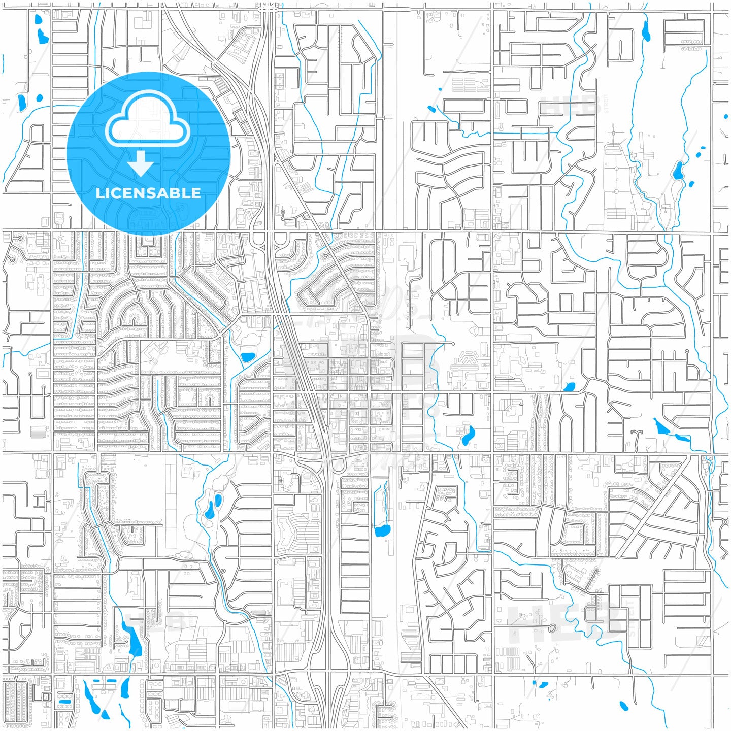 Moore, Oklahoma, United States, city map with high resolution roads ...