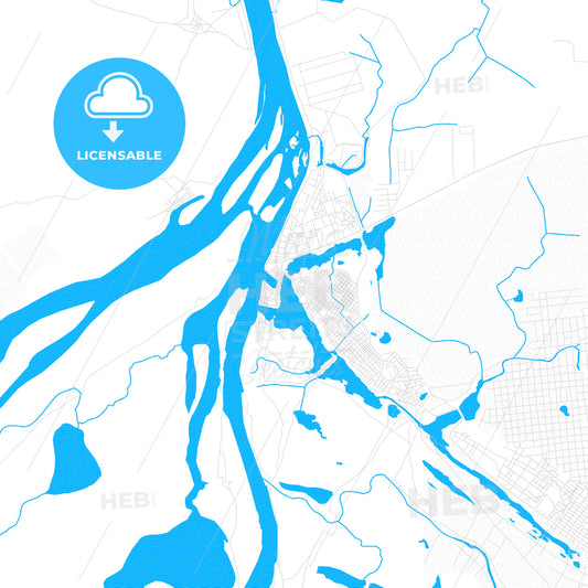 Mopti, Mali PDF vector map with water in focus