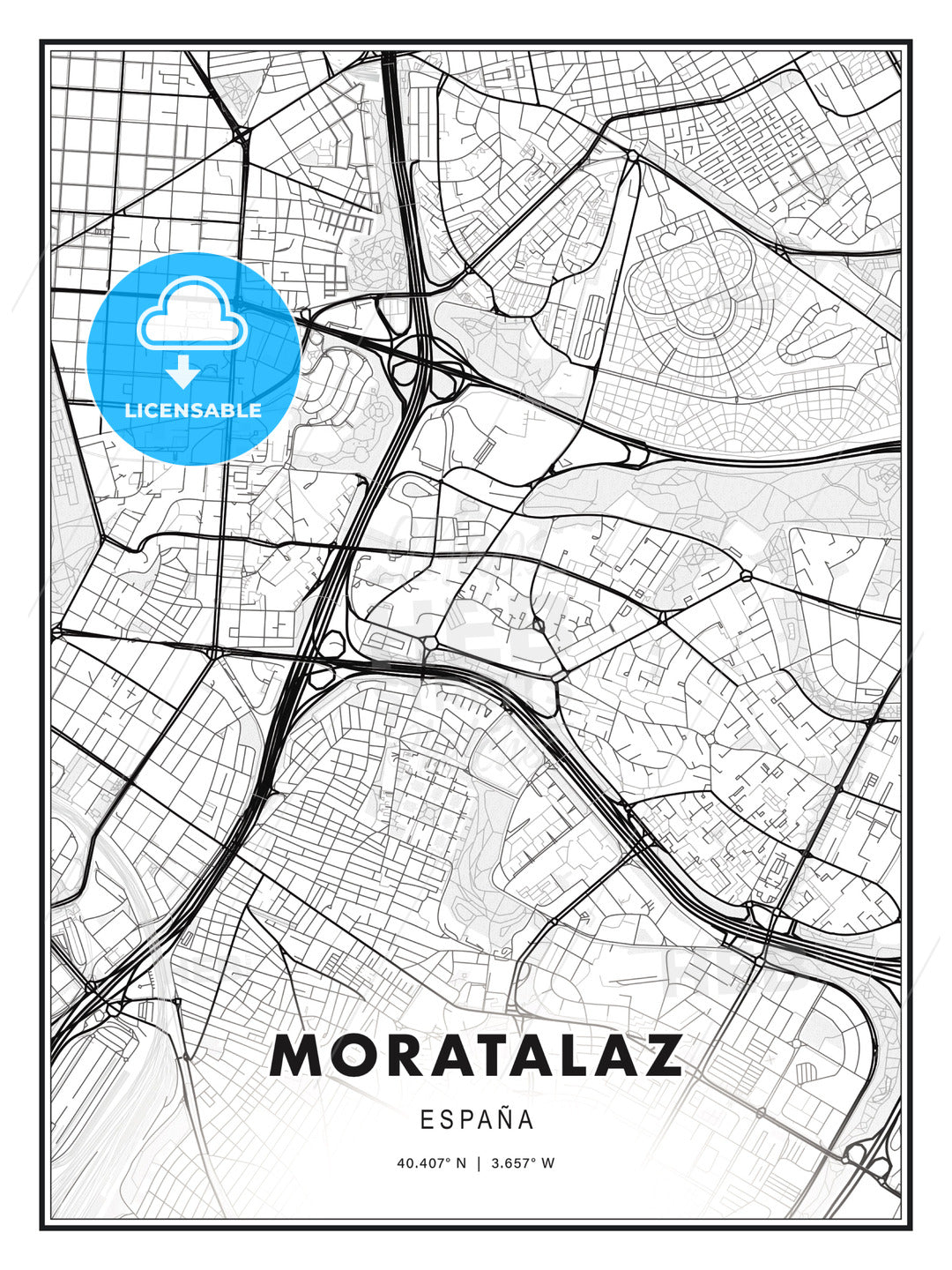 Moratalaz, Spain, Modern Print Template in Various Formats - HEBSTREITS Sketches
