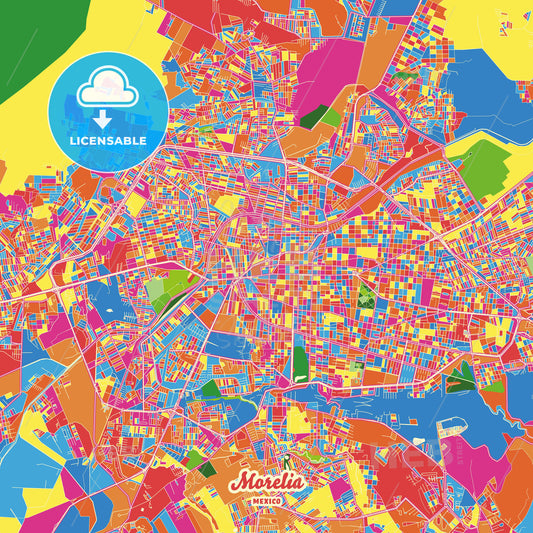 Morelia, Mexico Crazy Colorful Street Map Poster Template - HEBSTREITS Sketches