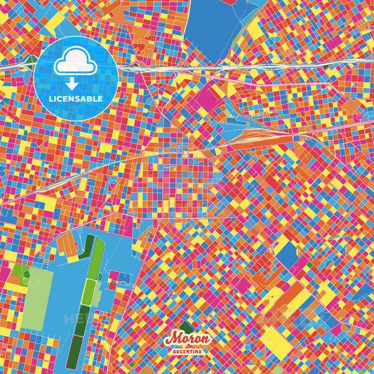 Moron, Argentina Crazy Colorful Street Map Poster Template - HEBSTREITS Sketches