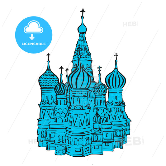 Moscow Kremlin illustration with colored backplate – instant download