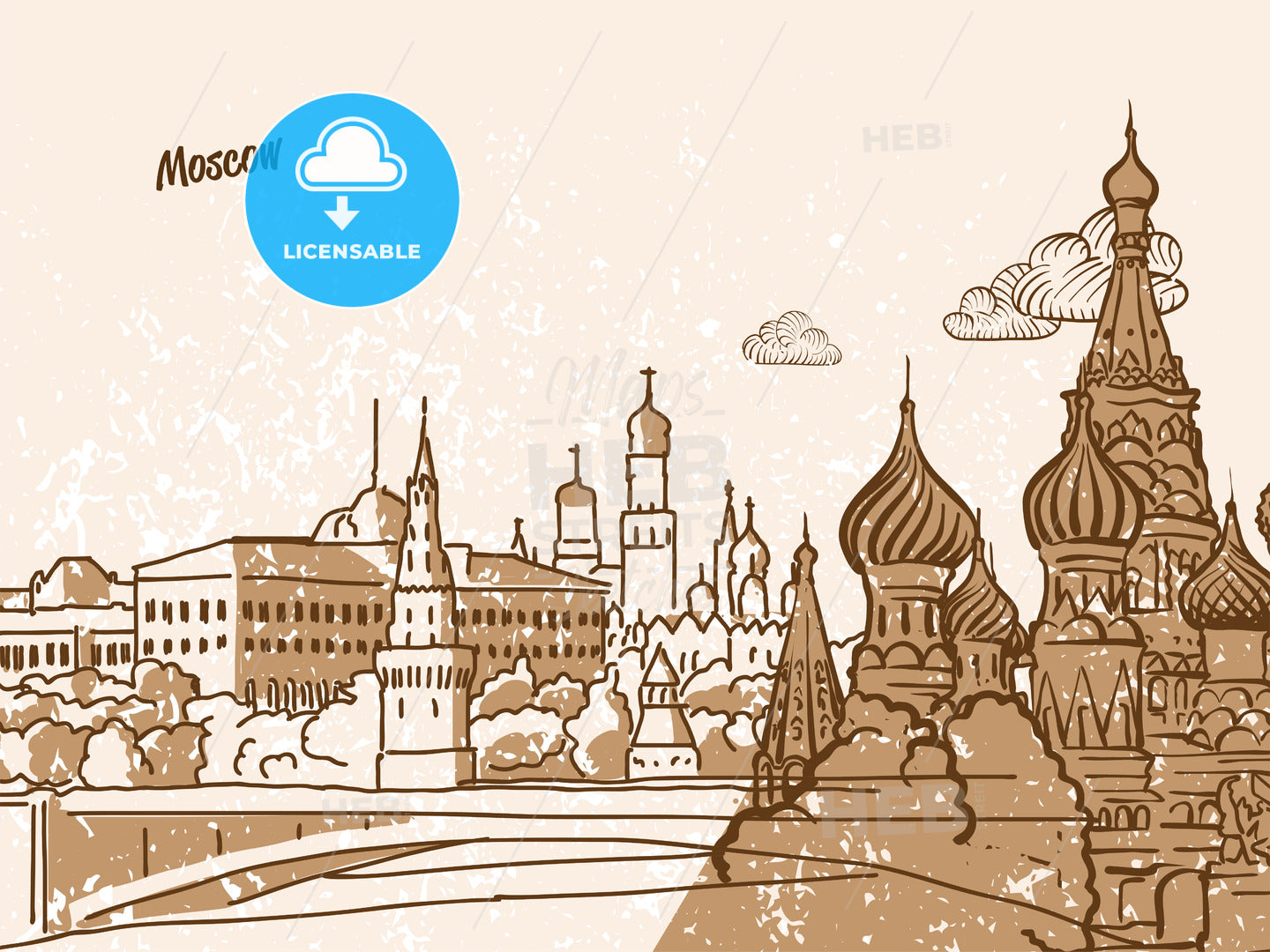 Moscow, Russia, Greeting Card – instant download