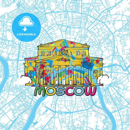 Moscow Travel Art Map
