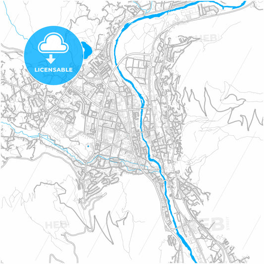Mostar, Bosnia and Herzegovina, city map with high quality roads.