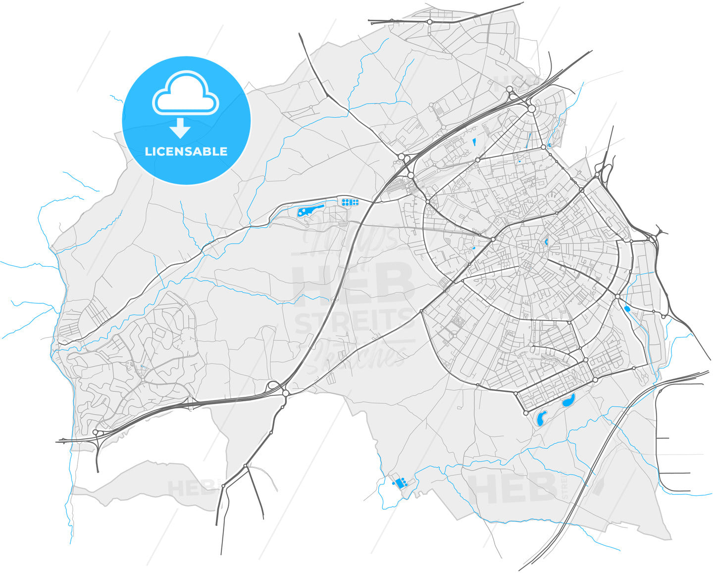 Móstoles, Madrid, Spain, high quality vector map