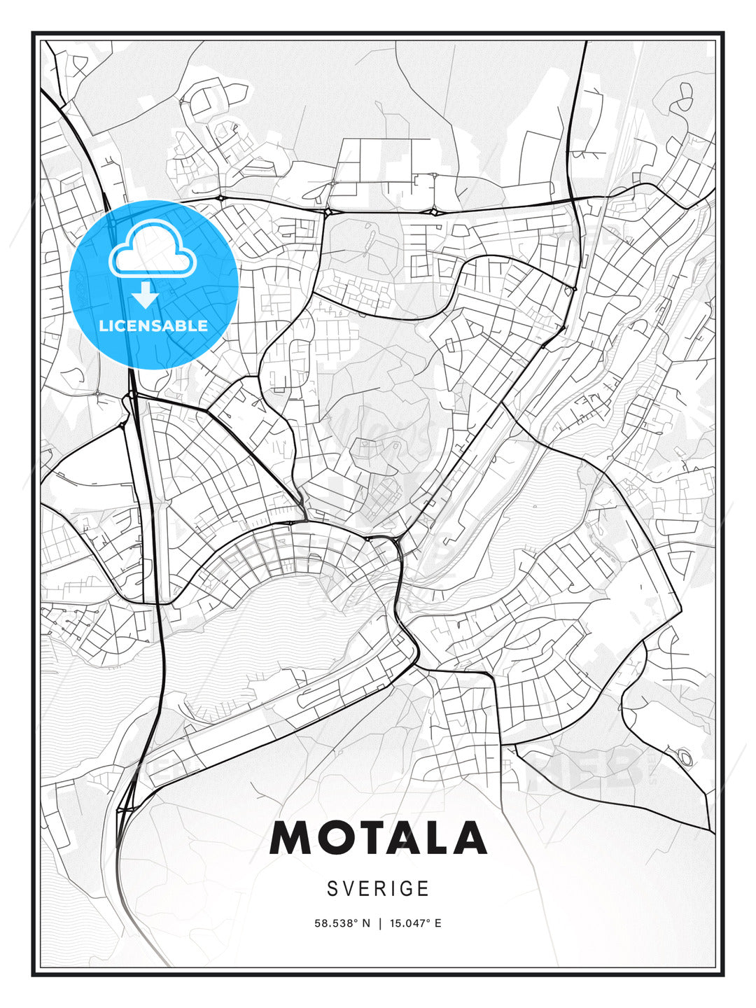 Motala, Sweden, Modern Print Template in Various Formats - HEBSTREITS Sketches