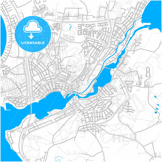 Motala, Sweden, city map with high quality roads.