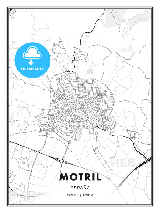 Motril, Spain, Modern Print Template in Various Formats - HEBSTREITS Sketches