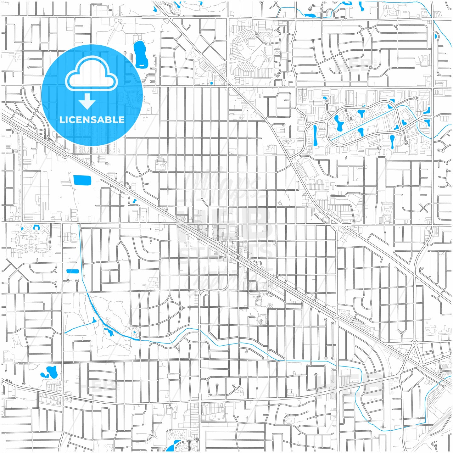 Mount Prospect, Illinois, United States, city map with high quality roads.