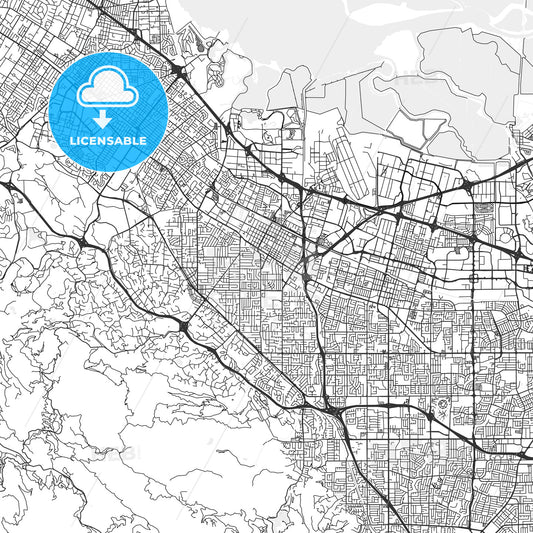 Mountain View, California - Area Map - Light