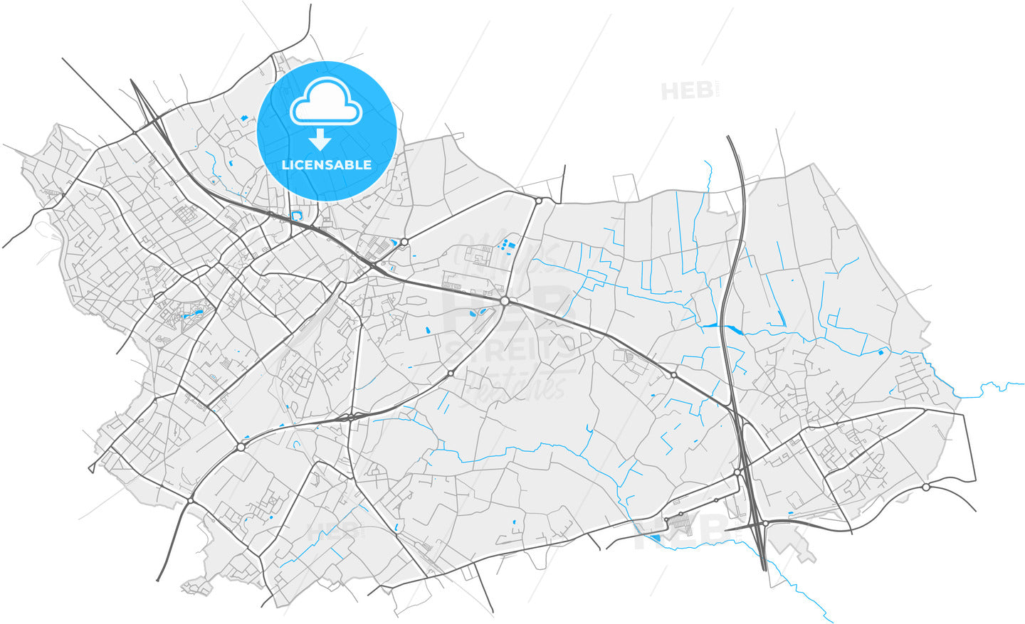 Mouscron, Hainaut, Belgium, high quality vector map