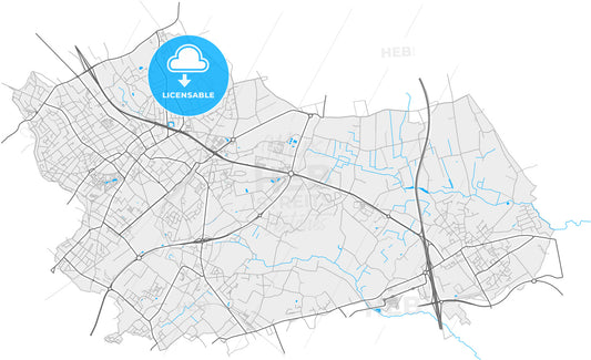 Mouscron, Hainaut, Belgium, high quality vector map