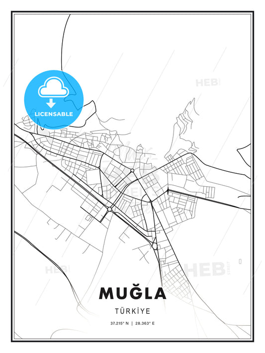 Muğla, Turkey, Modern Print Template in Various Formats - HEBSTREITS Sketches