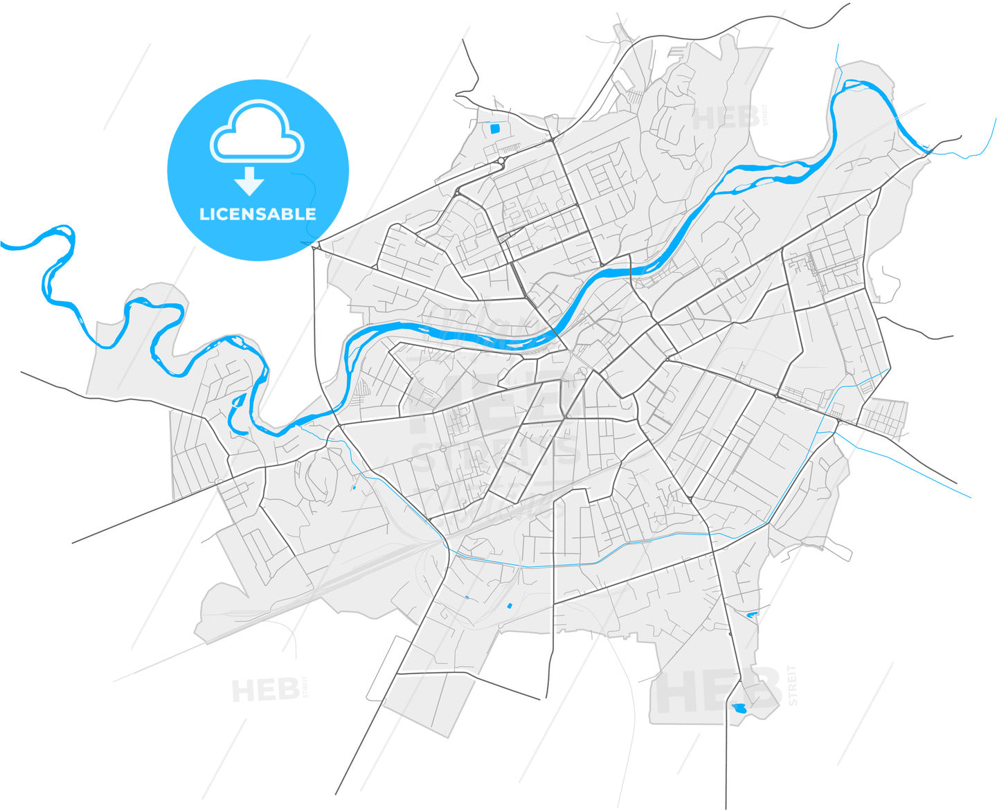 Mukachevo, Zakarpattia Oblast, Ukraine, high quality vector map