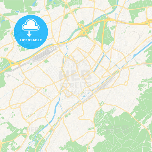 Mulhouse, France Vector Map - Classic Colors