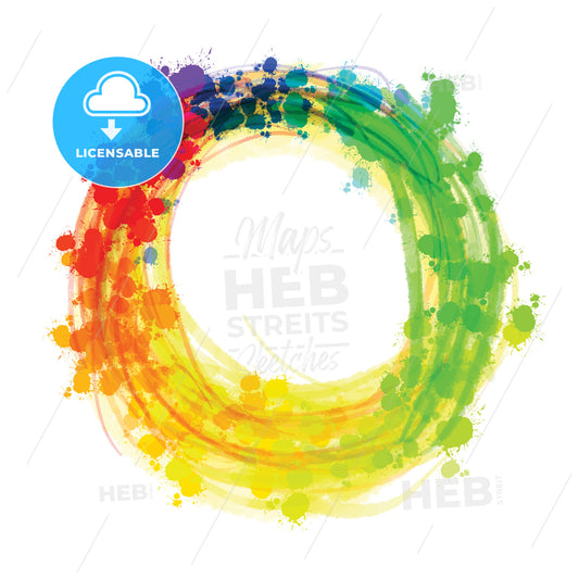Multicolor splashed watercolor circle – instant download