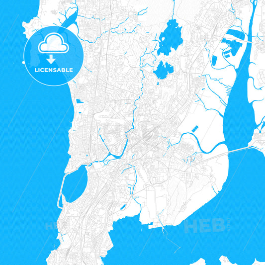 Mumbai, India PDF vector map with water in focus