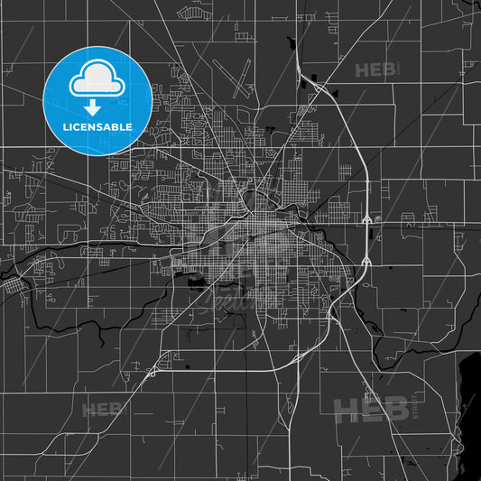 Muncie, Indiana - Area Map - Dark