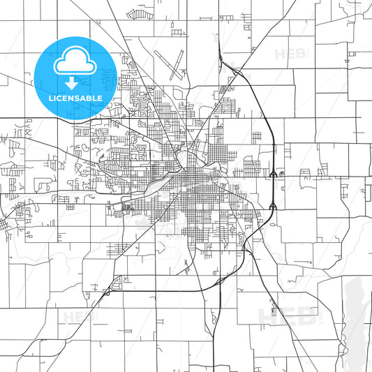 Muncie, Indiana - Area Map - Light