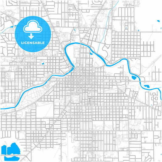 Muncie, Indiana, United States, city map with high quality roads.