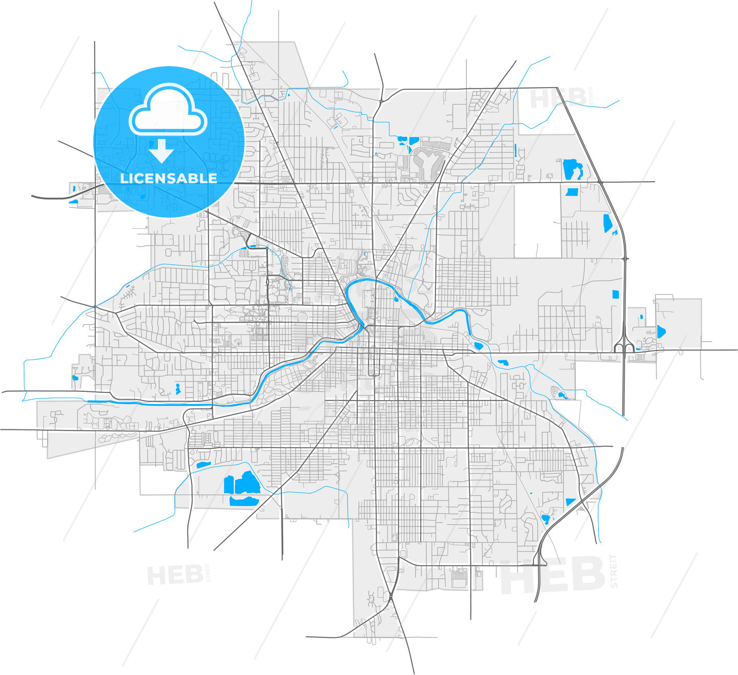 Muncie, Indiana, United States, high quality vector map