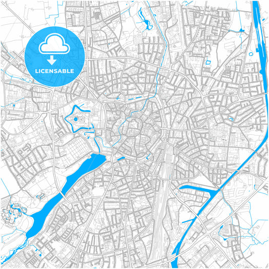 Münster, North Rhine-Westphalia, Germany, city map with high quality roads.