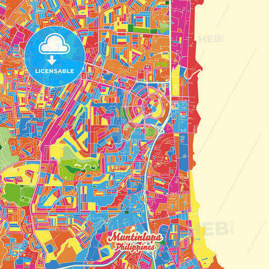 Muntinlupa, Philippines Crazy Colorful Street Map Poster Template - HEBSTREITS Sketches