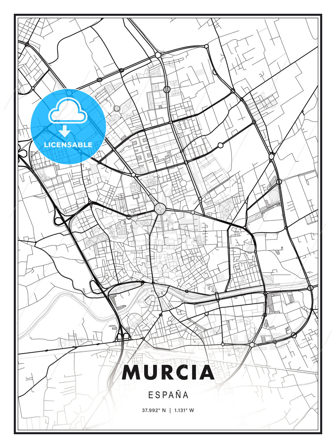 Murcia, Spain, Modern Print Template in Various Formats - HEBSTREITS Sketches
