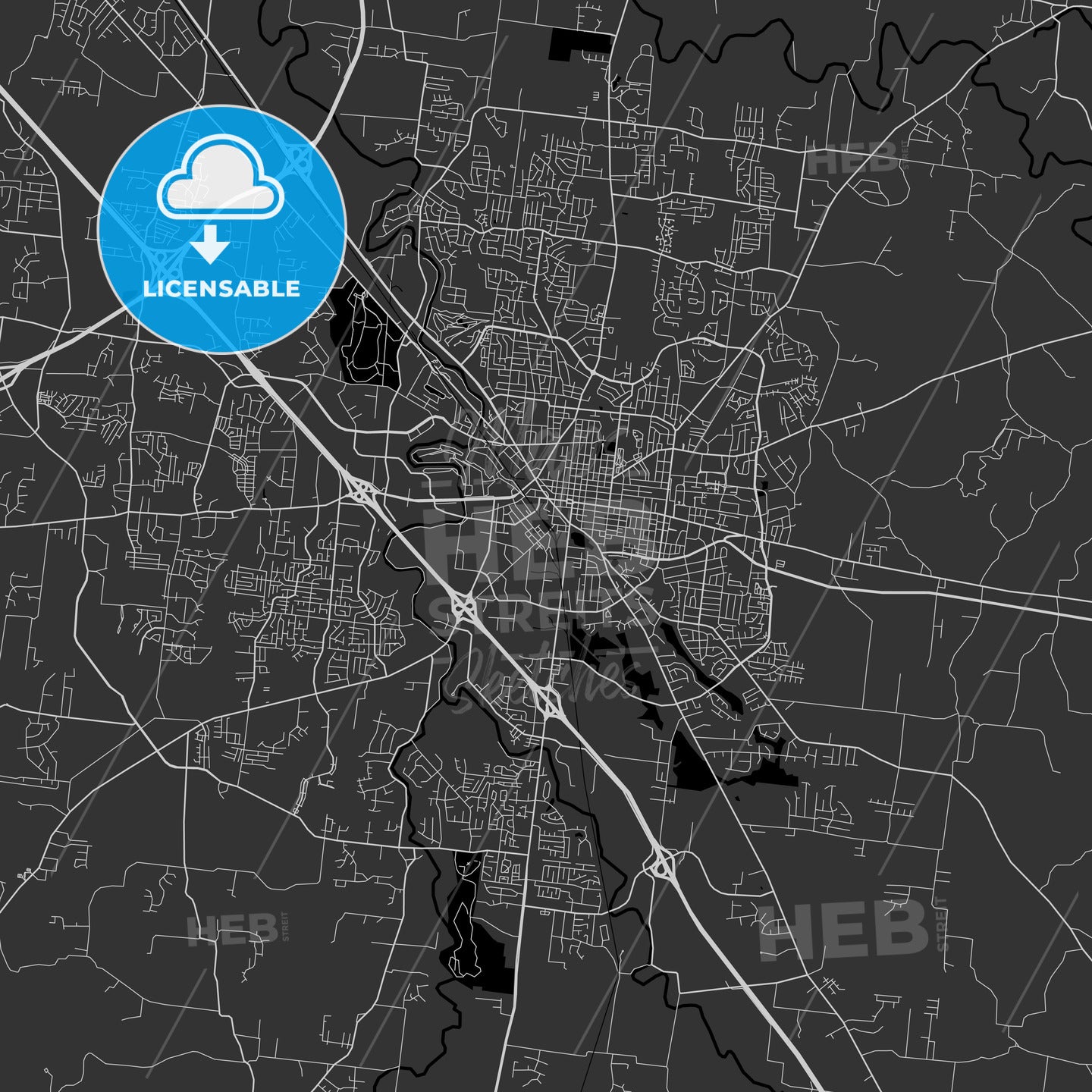 Murfreesboro, Tennessee - Area Map - Dark