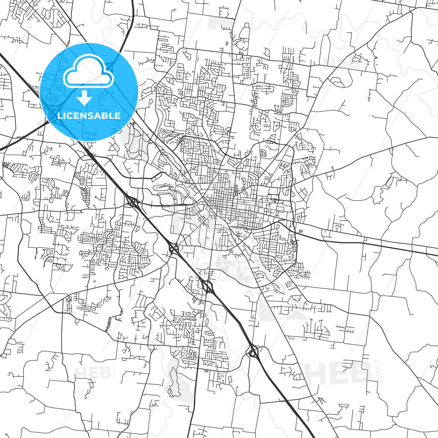 Murfreesboro, Tennessee - Area Map - Light