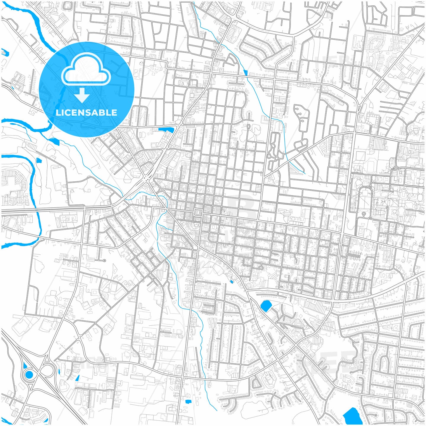 Murfreesboro, Tennessee, United States, city map with high quality roads.