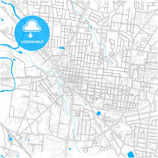 Murfreesboro, Tennessee, United States, city map with high quality roads.