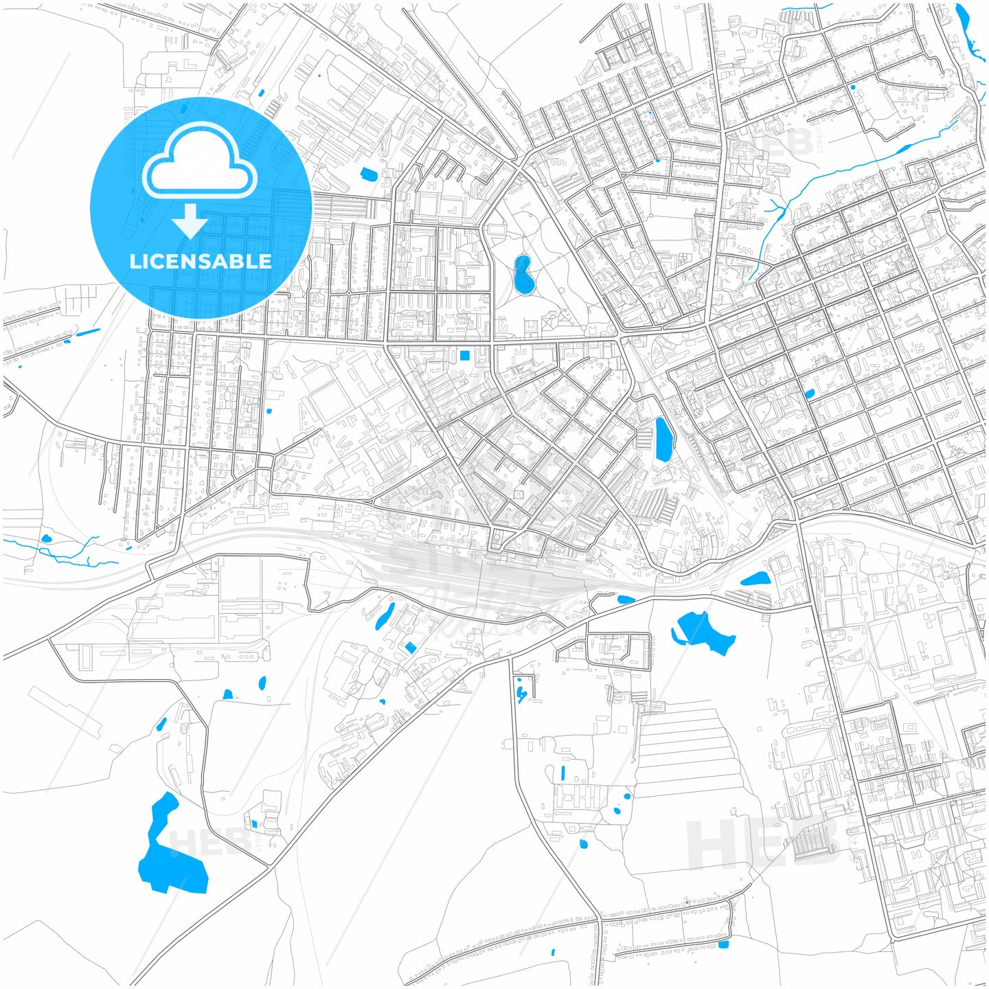 Murom, Vladimir Oblast, Russia, city map with high quality roads.