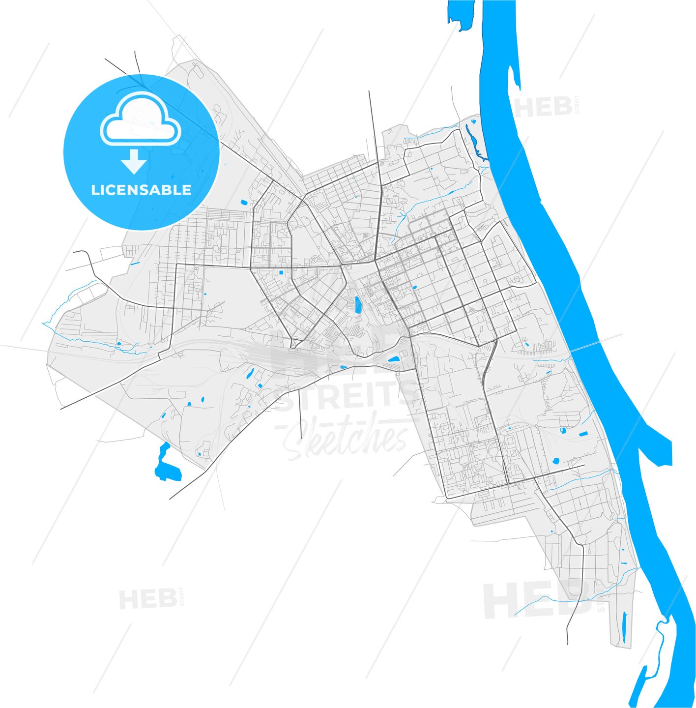 Murom, Vladimir Oblast, Russia, high quality vector map