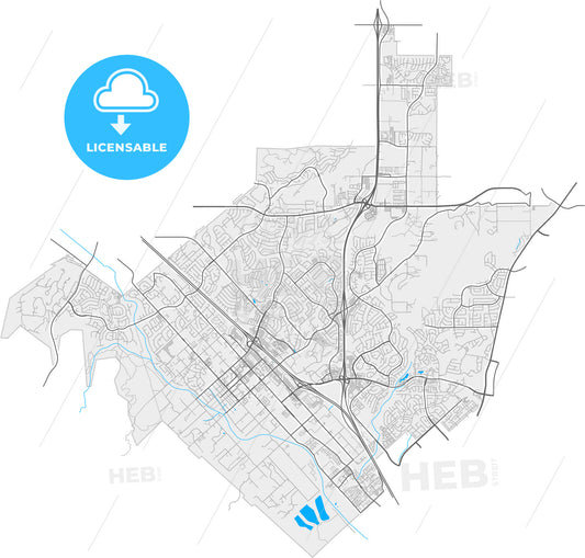 Murrieta, California, United States, high quality vector map