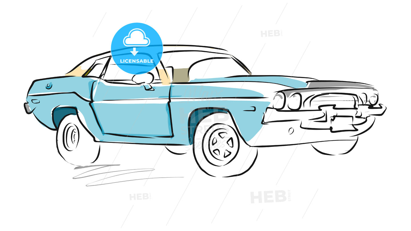 Muscle Car Sketch, Vector Drawing – instant download