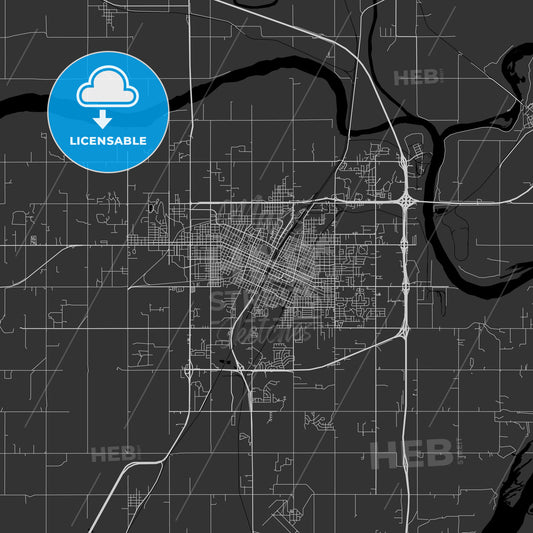 Muskogee, Oklahoma - Area Map - Dark